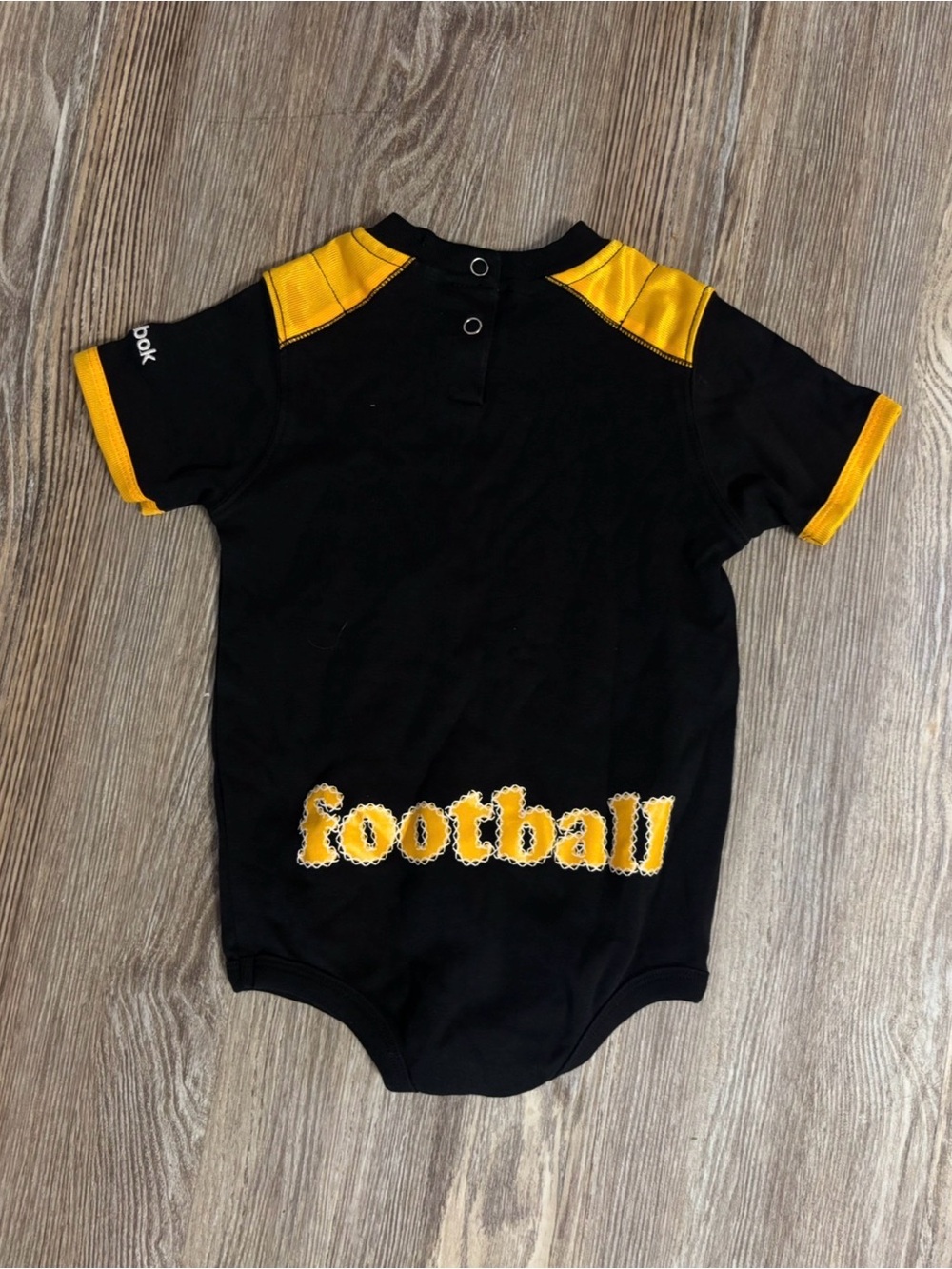 Kids Black and Yellow 'Football' One-Piece Bodysuit